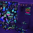 thumbnail image 2 of FRAMICS Ensembles de Rideaux de Douche Blacklight d'Halloween avec Tapis, Ensembles de Salle de Bain 16 Pcs Colorés Pumpkin Ghost, Décor de Rideau de Salle de Bain en Tissu Imperméable avec Crochets, 2 of 10