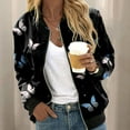 thumbnail image 2 of DHFJKG Bomber Jackets For Women Butterfly Printed Zipper Baseball Jacket Lightweight Casual Daily Wear Trendy Outerwear, 2 of 5