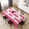 thumbnail image 6 of Pink Striped Table Cloth Waterproof Tablecloths, Modern Simple Monochrome Geometric White Tablecloth Dining Table Cover for Kitchen Party Tabletop Outdoor, Rectangle Tablecloth 54x108 Inch, 6 of 9