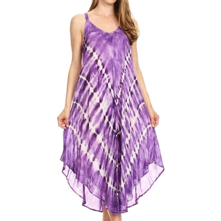 Sakkas Nila Women's Double Spaghetti Strap V-neck Casual Maxi Long Summer Dress - 19336-Purple - One Size (Best Summer Clothing Stores)