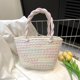 thumbnail image 5 of Bolsa tejidos de verano con asa superior de color en contraste hechos a mano para viajar (estilo 2) JShteea Para Estrenar, 5 of 9