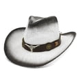 thumbnail image 2 of Men Women Retro Western Cowboy Riding Hat Leather Belt Wide Cap Hat, 2 of 2