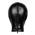 thumbnail image 2 of TiaoBug Unisex Men Women Metallic Latex Full Face Cover Blindfold Mask Hood Shiny Headgear Black OneSize, 2 of 4