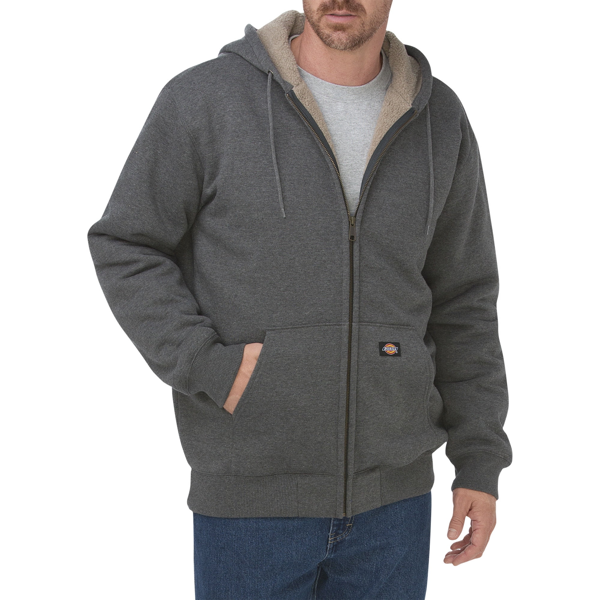 Dickies Mens Sherpa Lined Fleece Hoodie XT Dark Heather Grey Walmart