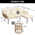 thumbnail image 3 of DWVO Patio Furniture Set, Outdoor Wicker Conversation Set of Sectional L-Shaped Sofa with Cushions and Coffee Table - Beige, 3 of 9