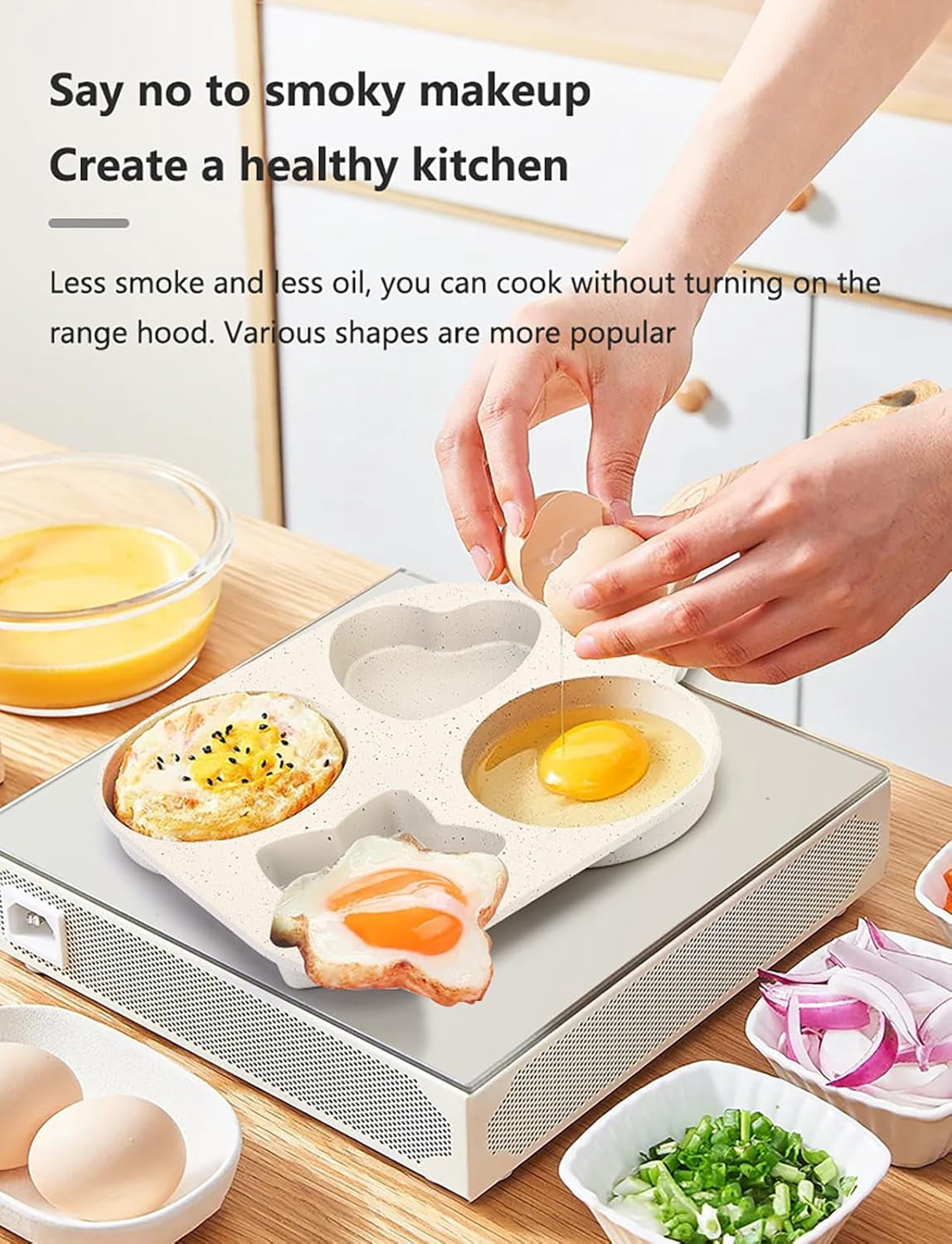 4 Hole Non Stick Egg Frying Pan, Mini Egg Poacher Pan Nonstick for 4 Eggs, Small Pancake Mold Skillet, Breakfast Frying Panfor Eggs, Steak and Pancakes, for Stovetop, Induction Compatible