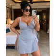 thumbnail image 5 of ChicMe Nightgowns for Women Sexy Solid Color Chemise Lace Trim Side Slit Modal Cami Nighty Womens Sleepwear Gray-L, 5 of 9