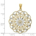 thumbnail image 2 of 14k Yellow Gold Textured Polished and Rhodium Sparkle Cut Fancy Swirl Pendant Necklace Measures 38x30mm Wide - Pendant f, 2 of 2