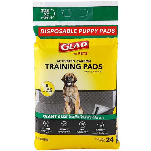 Almohadillas de adiestramiento para perros Glad for Pets, carbón activado XL, 24 unidades