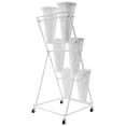 thumbnail image 6 of White 6pcs Buckets Flower Display Stand, 3-Tier Flower Holder with 4 Wheels Moving Flower Rack for Organizing and Displaying Plants for Homes, Florists, Home Balconies, Gardens, 6 of 18