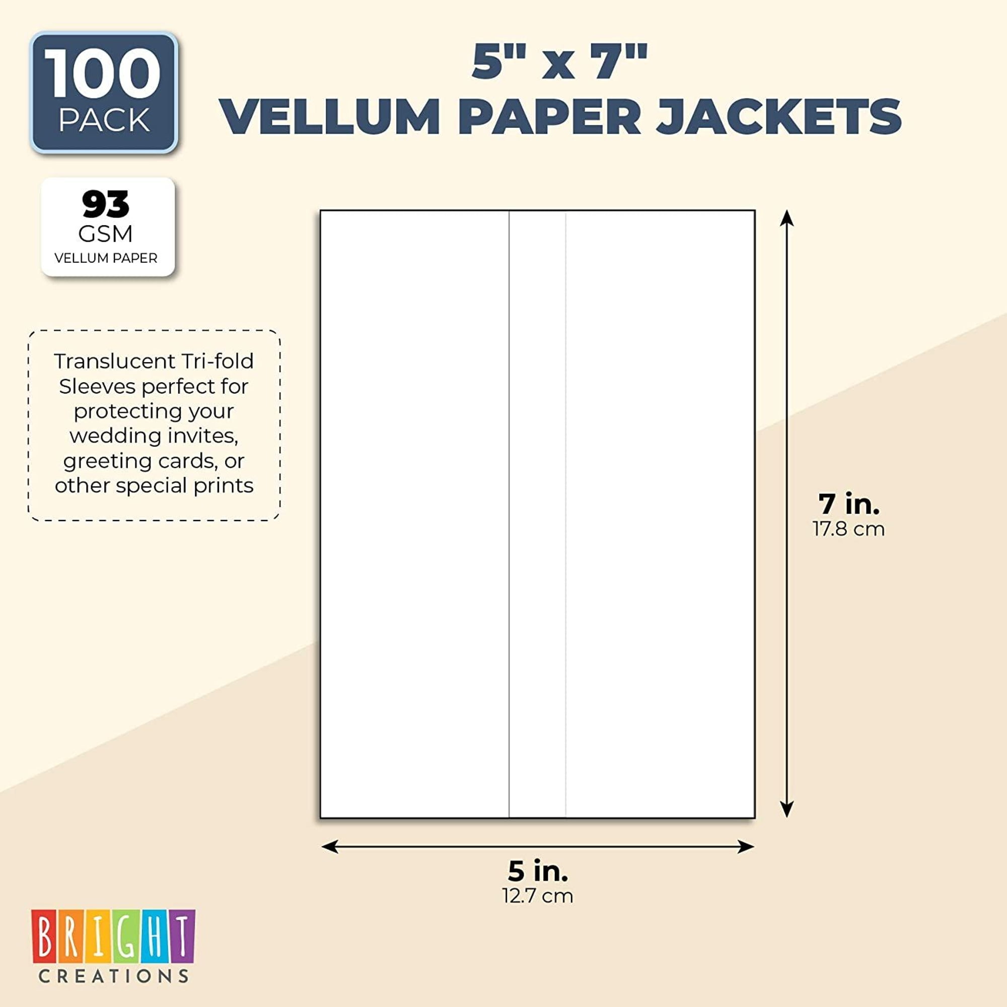 120Pcs Pre-Folded Vellum Paper, Printable Vellum Jackets