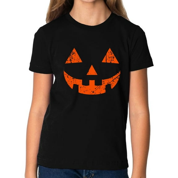 Halloween Shirts for Kids Boys Girls - Age 6 from 15 Years Old - Jack O'Lantern Scary Pumpkin Face Graphic Tee