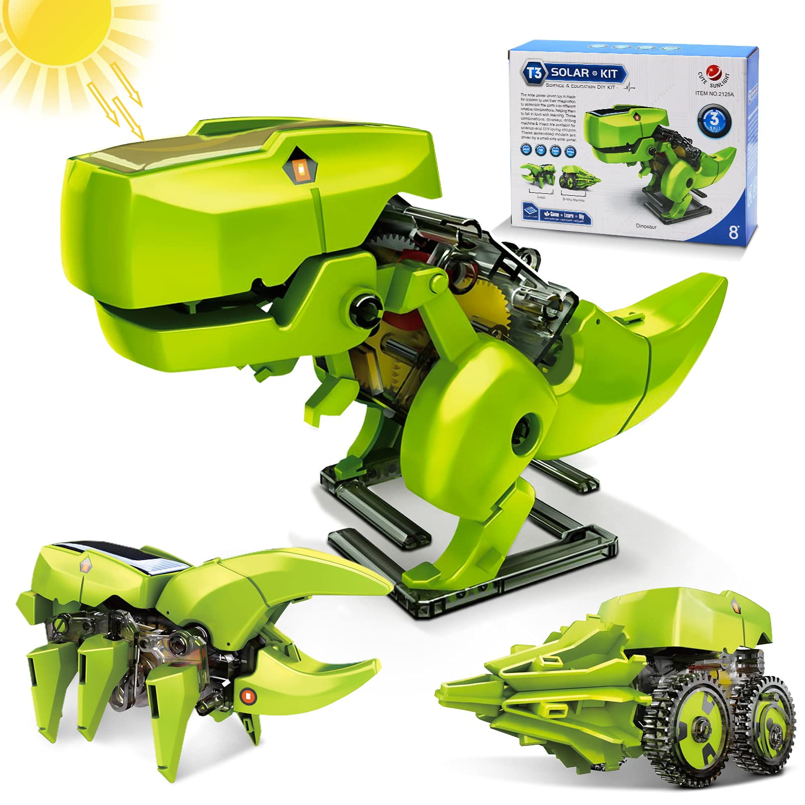 Petsta Robot Dinosaur Toys, 3in1 Solar Robot Kit, STEM Projects for Kids Ages 812, Building