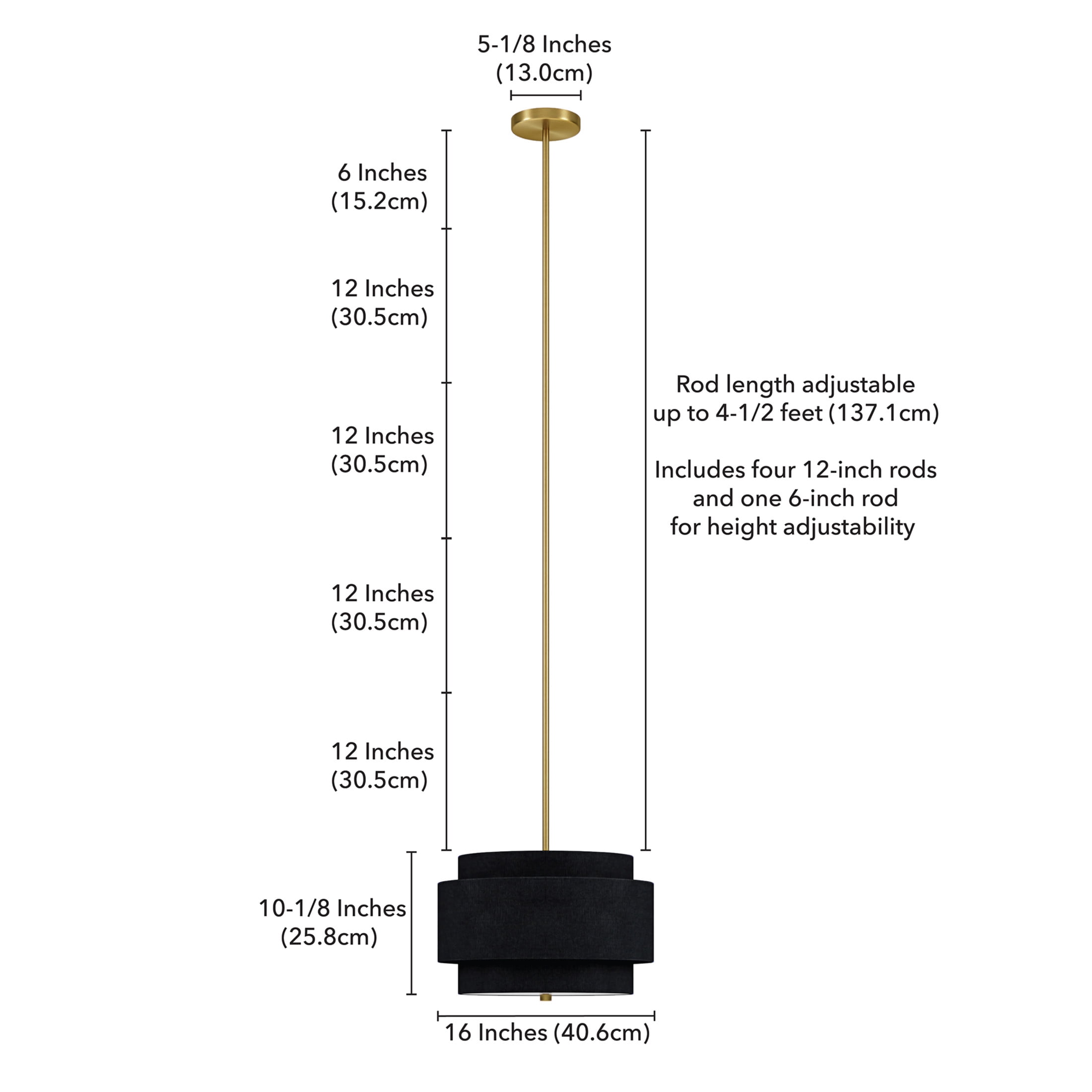 Evelyn&Zoe Modern/Contemporary 16" Wide Brass/Black Pendant