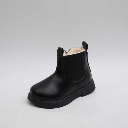 

HAXMNOU Children Boots Boys And Girls Waterpoor Ankle Boots Side Zipper Booties Windproof Short Boots Black
