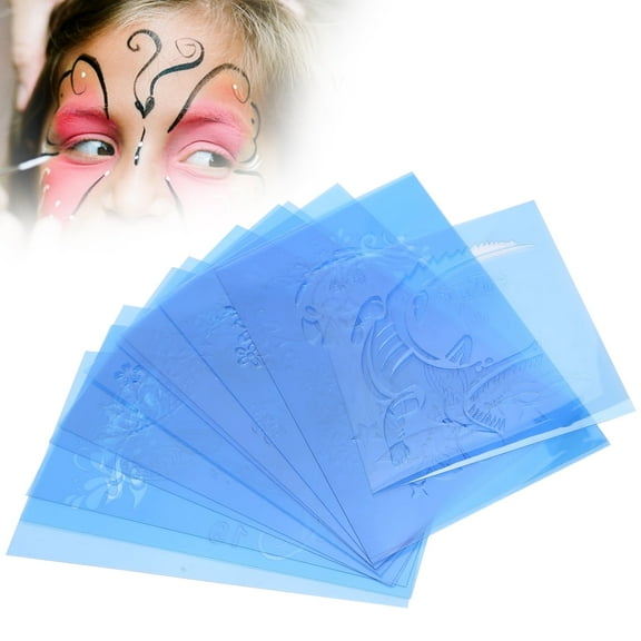 12 Pieces Carnival Face Stencils Reusable Face Paint Templates for Kids Adult Tattoo Face Painting Flower Butterfly Pattern Carnival Party Supply, 7.9 x 4.7 Inch