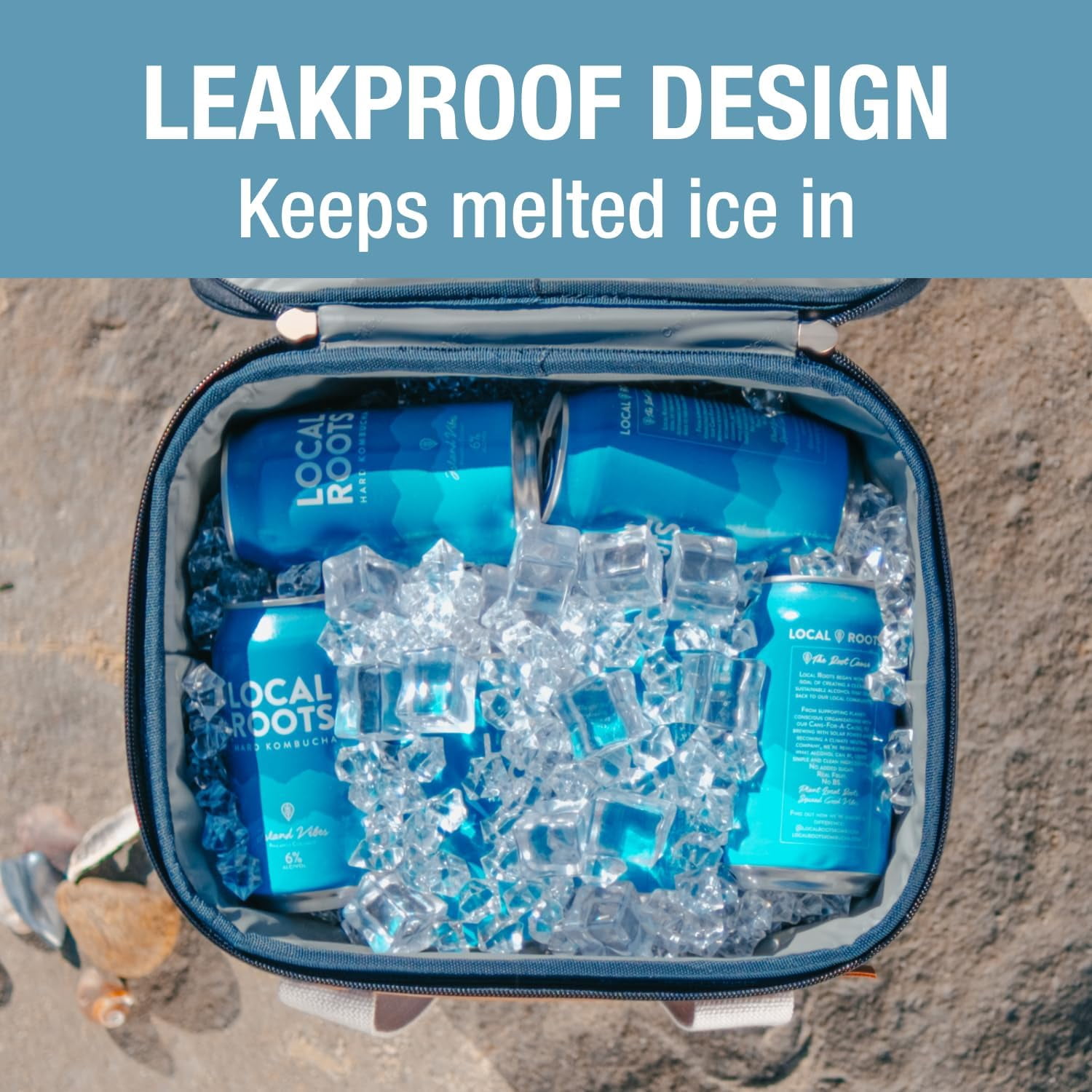 CleverMade Malibu LUXE Collapsible Cooler, 18 Can (25 lbs) - Leeward Navy