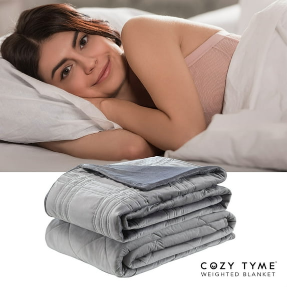 Cozy Tyme Chike Weighted Blanket - 20 Pound Quilted Cover 72"x 80" Grey