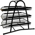 thumbnail image 2 of 3-Tier Stackable Paper Tray Organizer for Desk - Black Metal File Rack for Legal-Size Paper (14"x8.5"), Document Holder & Desktop Storage for Office, Home, or School Organization, 2 of 4