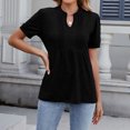 thumbnail image 2 of V Cuello Manga Corta Tops para las Mujeres Primavera Verano Moda Color Sólido Camiseta, Imitación Algodón, 2 of 6