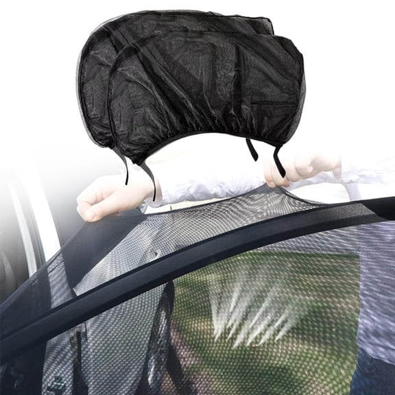 Car Window Shades, 2026 New Super Stretchy Mesh Screen Sun Car Window Shade, Blackout Privacy & Thermal Insulation Side Shades for Van Life & Camping, Custom Fit, Easy Install (Front Window-2Pcs)