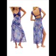 thumbnail image 2 of Vestidos Largos de Verano Y2K con Encaje, Retazos, , Estampado Floral, Escote Corazón, Espalda Descubierta y Abertura para Mujer Púrpura L, 2 of 5