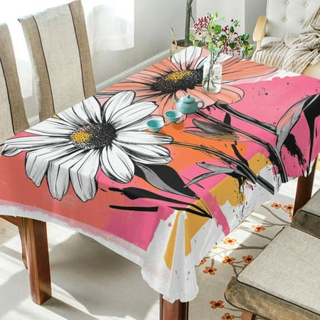 BZSMCE Square Tablecloth Daisy Delight Pattern Tableclothes