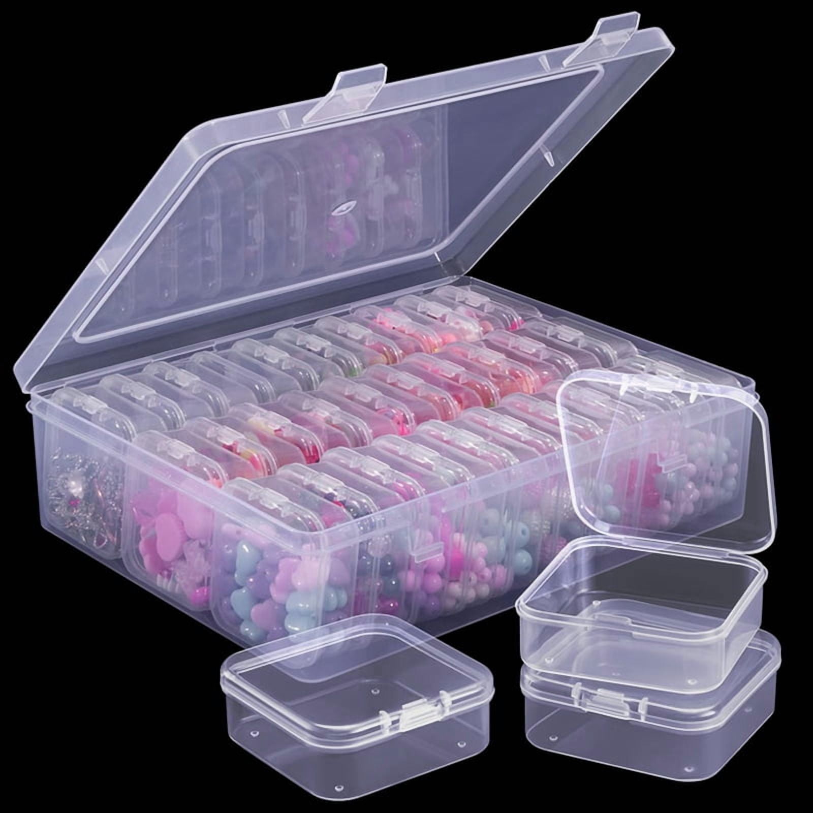 3X Bead Organizer Box, A Large Transparent Box with 30PCS Small Clear Plastic Storage Containers,Portable Craft Box