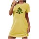 thumbnail image 2 of Camisón corto navideño para mujer, talla grande, cuello redondo, manga corta, estampado en el pecho, vestido de noche para mujer, 2 of 3