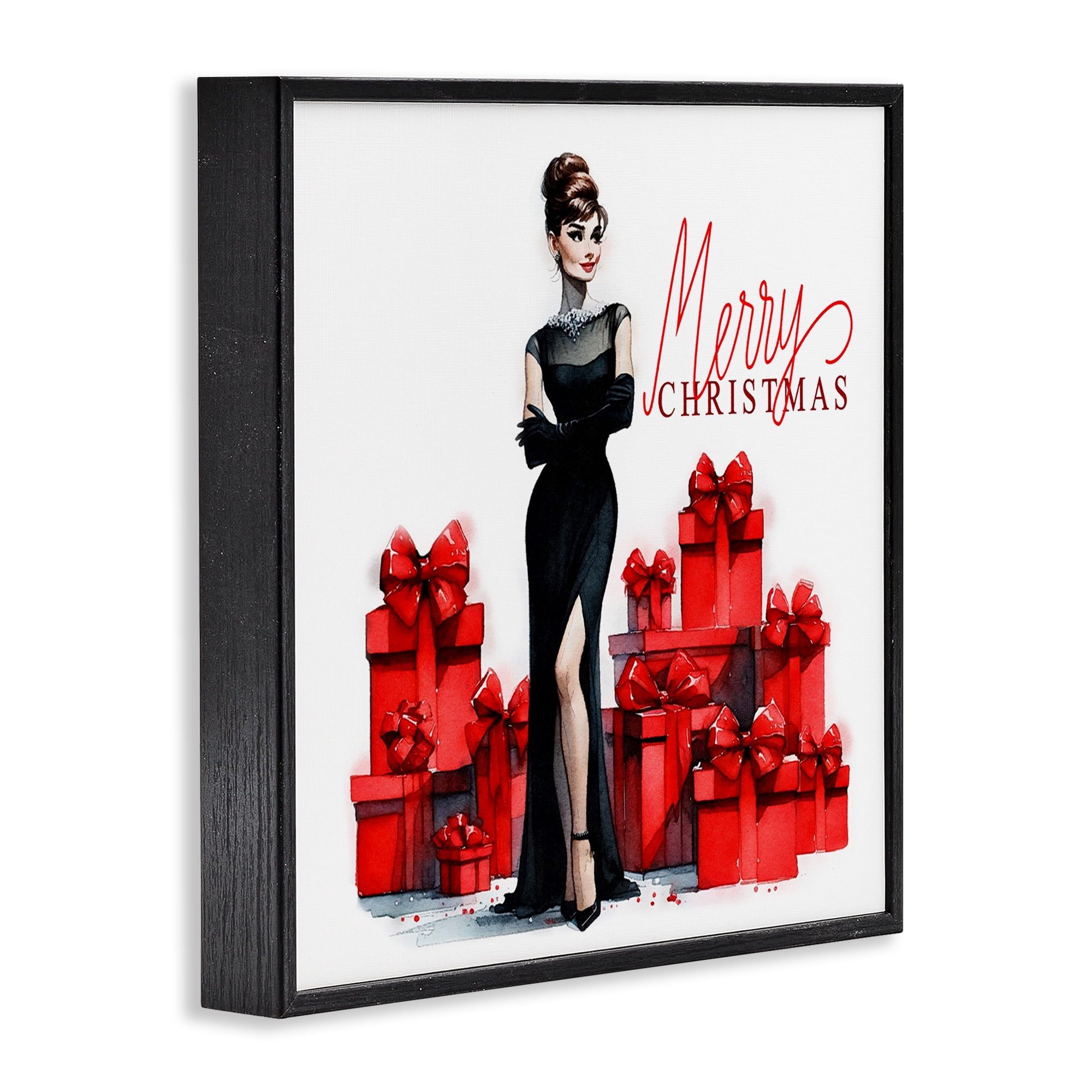 Stupell Industries Trendy Merry Christmas Holiday Painting Black Framed Art Prints Wall Art, 17 x 17