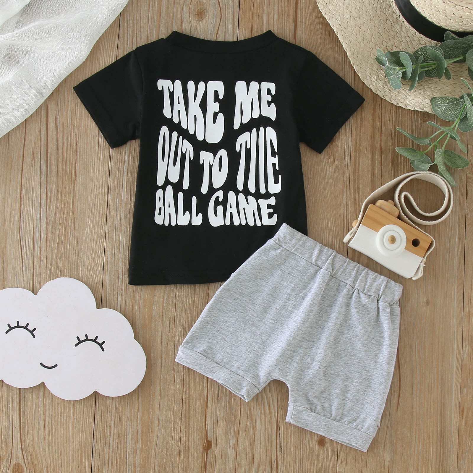 LNMQLPDBS Baby Boys Summer Outfits Infant Boy Short Sleeve T-Shirt Elastic Waistband Shorts Newborn 2Pcs Casual Set Toddler Clothes