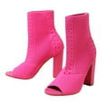 thumbnail image 5 of Mepaouo Peep Toe Boots for Women Chunky Block Heel Ankle Sock Booties Knit Slip on Dress Heeled Sandals, 5 of 7