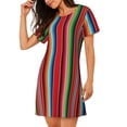thumbnail image 2 of Disketp Mexican Serape Blanket Stripes para Camisón Corto de Manga Corta para Mujeres, Camisón Cómodo con Escote Redondo, Bonito y Confortable, 2 of 6