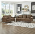 thumbnail image 4 of The Living Room 2+3 Seater Loveseat & Sofa in Modern Classic Design, Leather with Nails, Brown Imitation Cowhide, 4 of 11