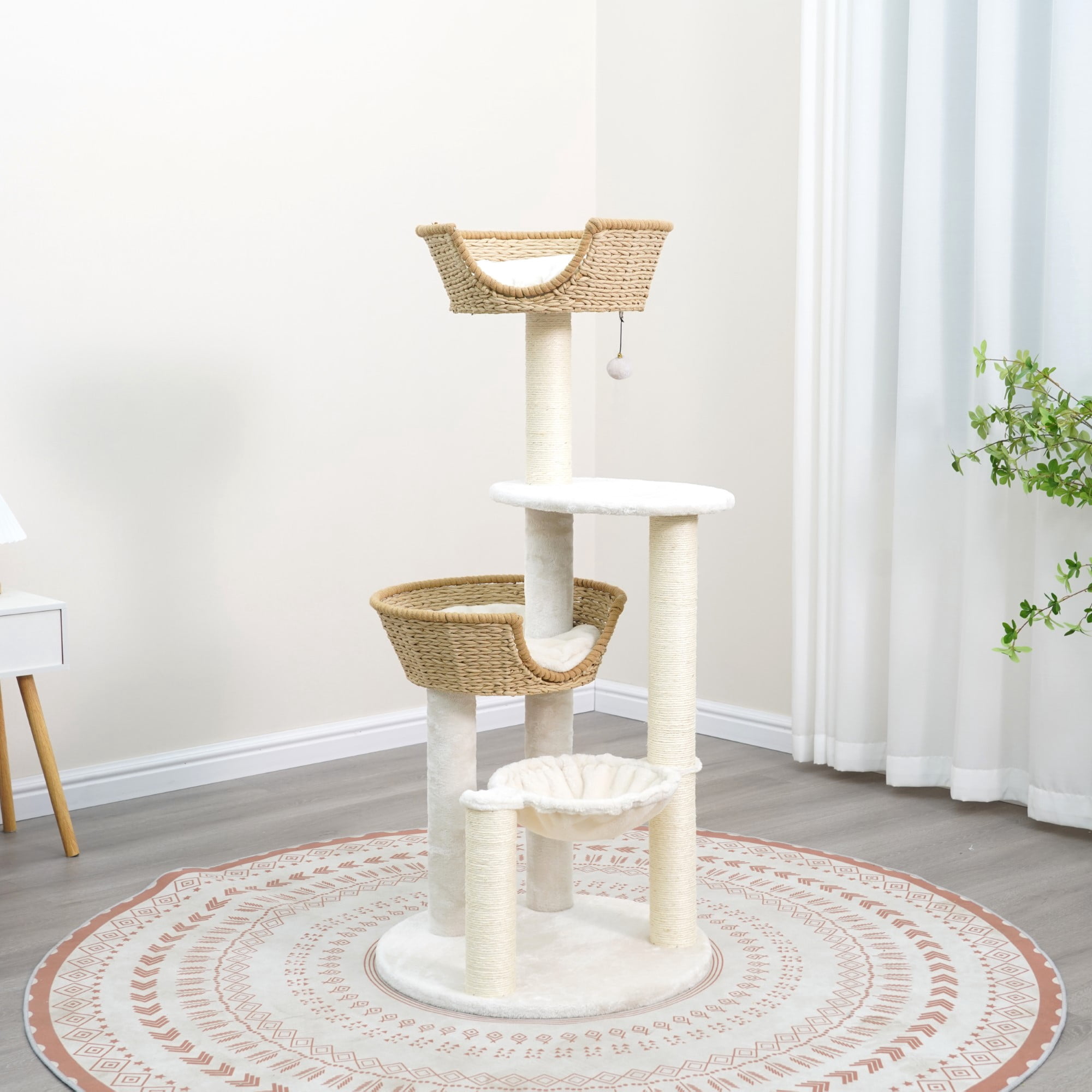 Vibrant Life Medium 5-Level 52" Baskets Cat Tree with Hammock, Beige