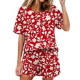 thumbnail image 2 of YOIAVAIOY Women Plus Size Tops Floral Print Casual 3/4 Length Sleeve Comfort Loose Baggy Graphic Cute Tunic Tees Red S, 2 of 7