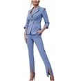 thumbnail image 2 of Abomasnow Women's 2 Piece Suit Set Notched Lapel Double Breasted Slim Fit Business Office Work Blazer and Pants Set, 2 of 9