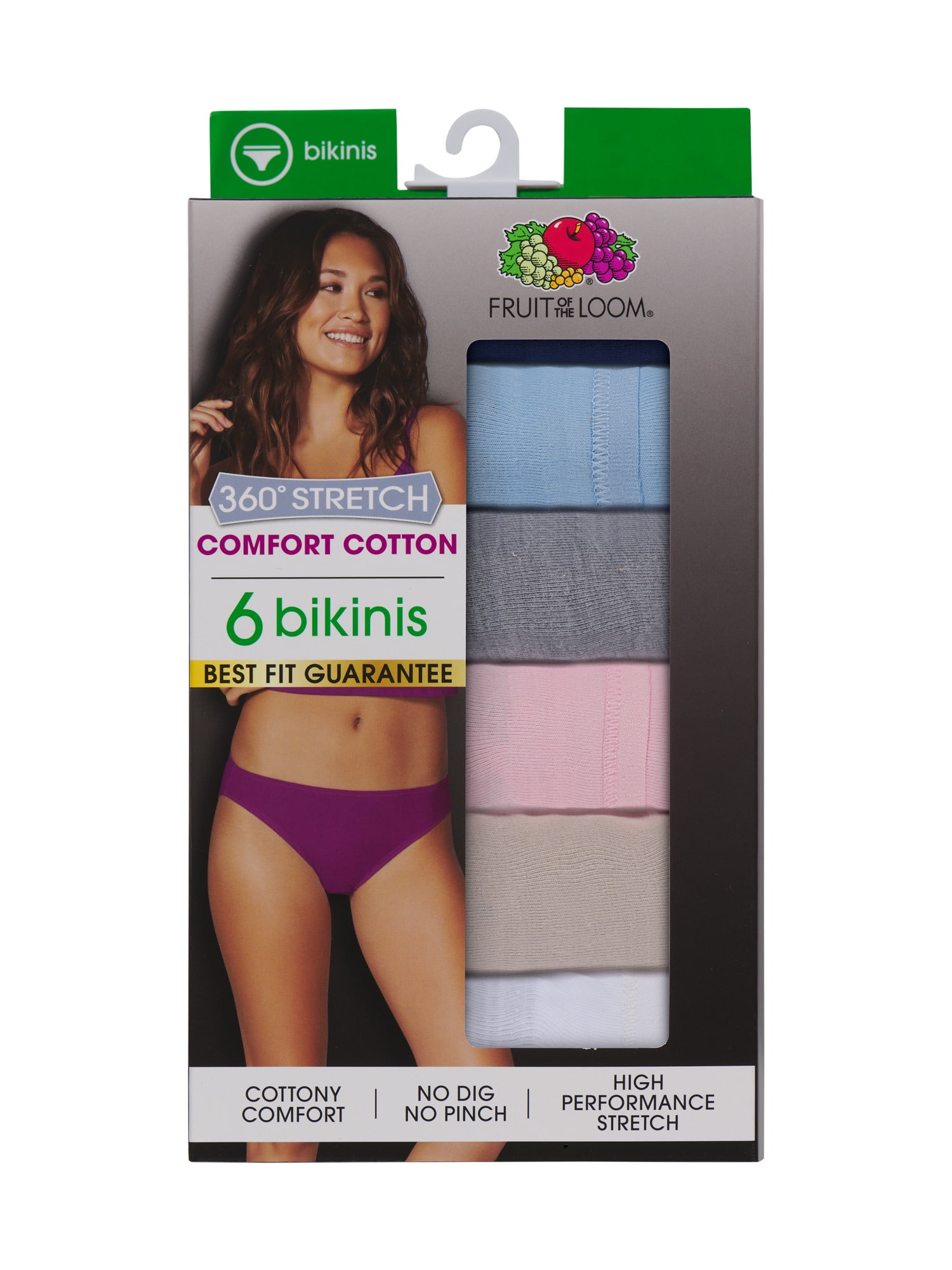 Fruit of the Loom Women's 360 Stretch Comfort Bikini Underwear, 6 Pack 