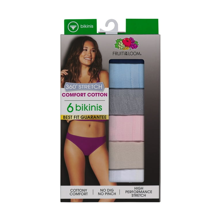 Fruit Of The Loom Women's 4 Pack Coolblend Bikini Panties, Assorted, 9 :  : Clothing, Shoes & Accessories