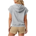 thumbnail image 5 of UQJfacai Short Sleeve Hoodies For Women Full Zip Up Drawstring Fleece Sweatshirt With Pocket Fall Fashion Basic jacket, 5 of 6