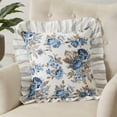 thumbnail image 2 of VHC Brands Annie Blue Floral Farmhouse Cottage Ruffled Throw Pillow 18x18, 2 of 3