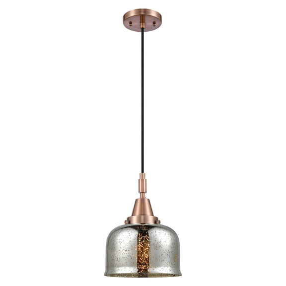 447-1P-AC-G78 Innovations Lighting Bell - 1 Light Cord Hung Mini Pendant-11.13 Inch Tall and 8 Inch Wide-Antique Copper Finish-Silver Plated Mercury