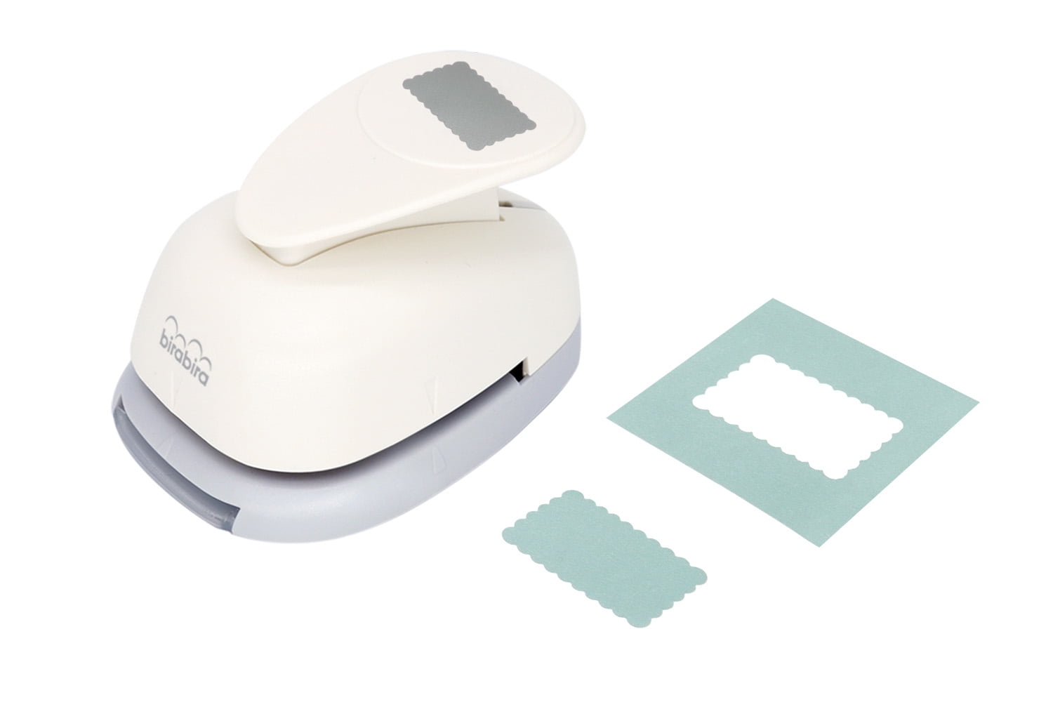 Bira Craft 1.5 inch Scalloped Rectangel Shape Lever Action Craft Punch for Paper Crafting Scrapbooking Cards Arts