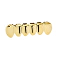 thumbnail image 2 of Vampire Fangs Texture Grills Rapper 6 Dientes Gorras Mujeres Hombres Halloween Fondo dorado Hugo Parrillas chapadas en oro de 18 quilates, 2 of 7