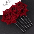 thumbnail image 2 of Shisuyan 1 Pce Peigne à Cheveux Rose Simulation Florale Insertion pour Femmes Filles (Rouge Vin), 2 of 8