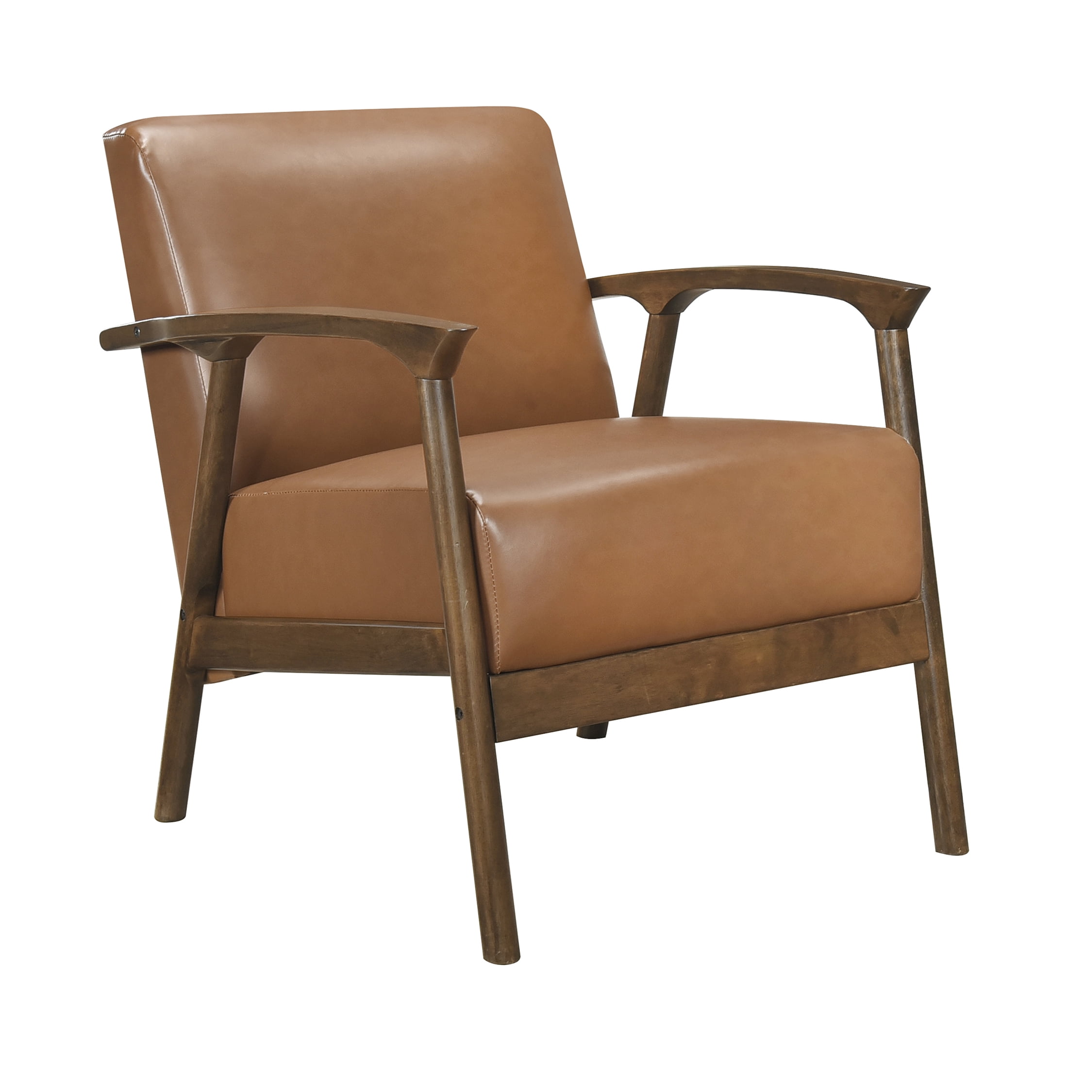 OakvillePark Tresthaven Wood Frame Faux Leather Accent Chair, Brown