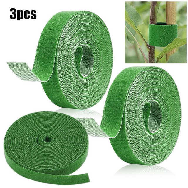 Yohoo - Paquete de 3 cintas para atar plantas, soportes de gancho y bucle para jardín, soporte envolvente de caña de bambú