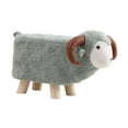 thumbnail image 1 of Reposapiés de animales para decoración del hogar, cómodo reposapiés de dibujos animados con patas de madera, otomano Verde gris, 1 of 9