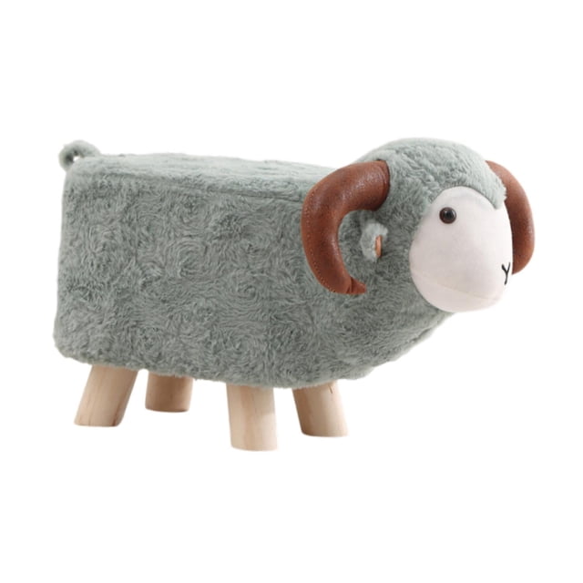 Reposapiés de animales para decoración del hogar, cómodo reposapiés de dibujos animados con patas de madera, otomano Verde gris