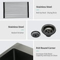 thumbnail image 3 of 33×22 Inches Gunmetal Black 16-Gauge Stainless Steel Kitchen Drop in Single-Basin Top-Mounted Sink Basin, 3 of 8